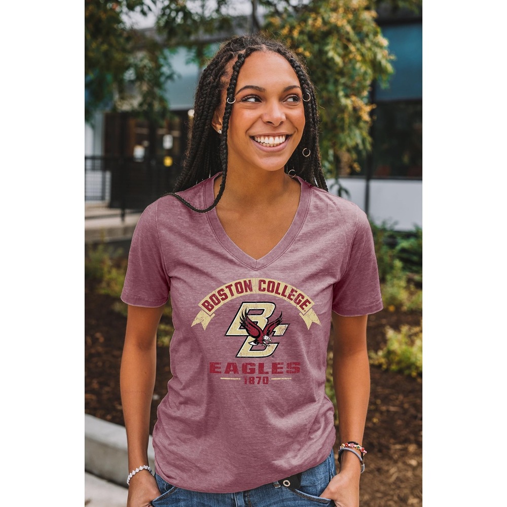 NWOT Blue 84 Boston College Eagles Burnout V Neck Graphic Tee Women Medium